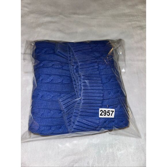 L.L. Bean XL Cable Knit Womens Cardigan Sweater Solid Blue Purple Gently Worn - Picture 11 of 11